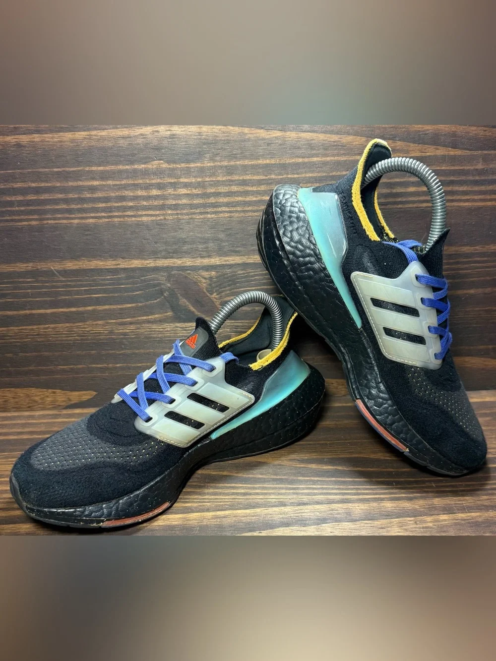 Adidas Kids Ultraboost 21 Shoes Youth Size 4 Black Pulse Aqua Athletic Sneakers